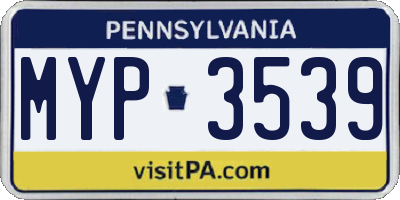 PA license plate MYP3539
