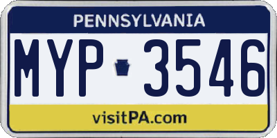 PA license plate MYP3546