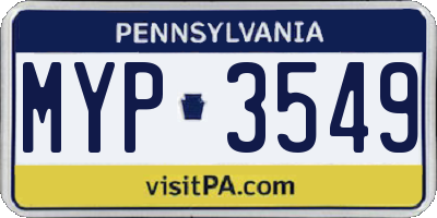 PA license plate MYP3549
