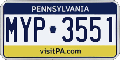 PA license plate MYP3551