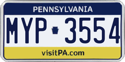 PA license plate MYP3554