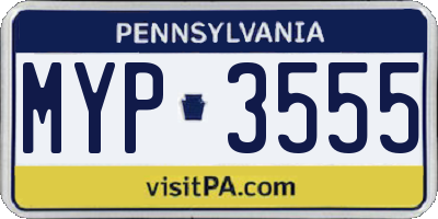 PA license plate MYP3555