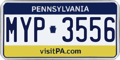 PA license plate MYP3556