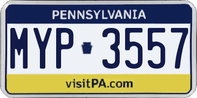 PA license plate MYP3557