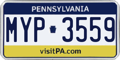 PA license plate MYP3559