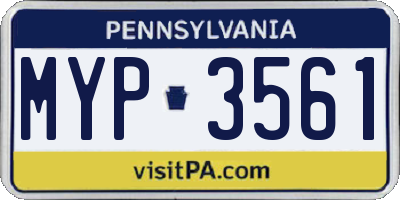 PA license plate MYP3561