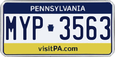 PA license plate MYP3563