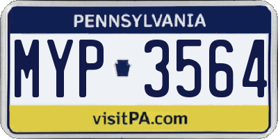 PA license plate MYP3564