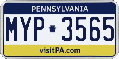 PA license plate MYP3565