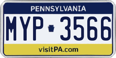 PA license plate MYP3566