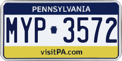 PA license plate MYP3572