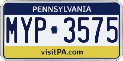 PA license plate MYP3575