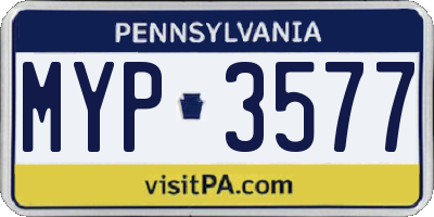 PA license plate MYP3577