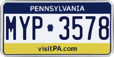 PA license plate MYP3578