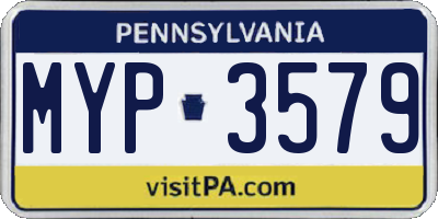 PA license plate MYP3579