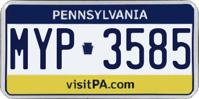 PA license plate MYP3585