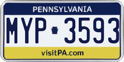 PA license plate MYP3593