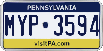 PA license plate MYP3594