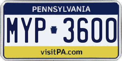 PA license plate MYP3600