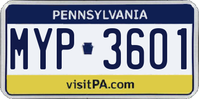 PA license plate MYP3601