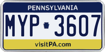 PA license plate MYP3607