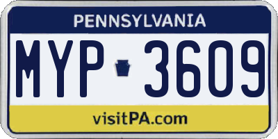 PA license plate MYP3609