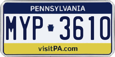 PA license plate MYP3610