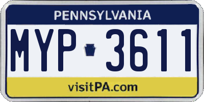 PA license plate MYP3611