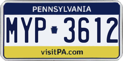 PA license plate MYP3612