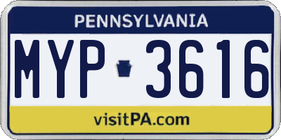 PA license plate MYP3616