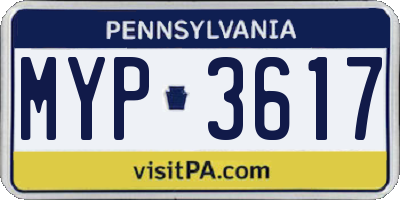 PA license plate MYP3617