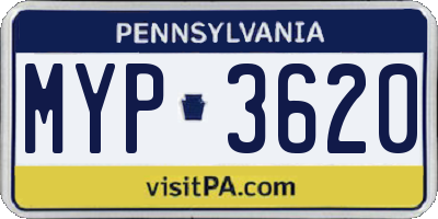 PA license plate MYP3620