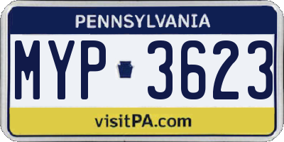 PA license plate MYP3623