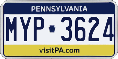 PA license plate MYP3624