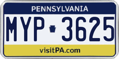 PA license plate MYP3625