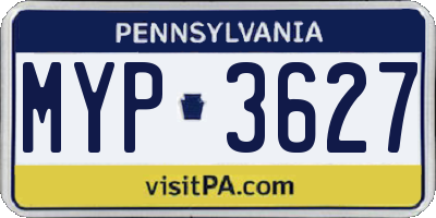 PA license plate MYP3627
