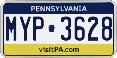 PA license plate MYP3628