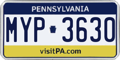 PA license plate MYP3630