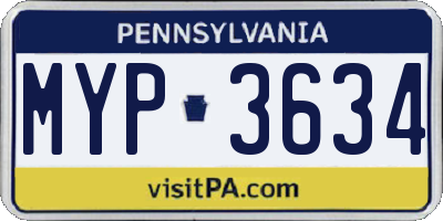PA license plate MYP3634