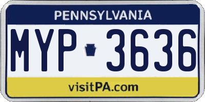 PA license plate MYP3636