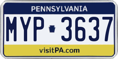 PA license plate MYP3637