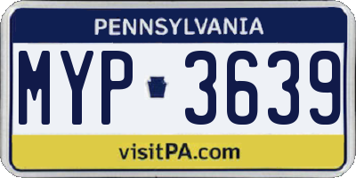 PA license plate MYP3639