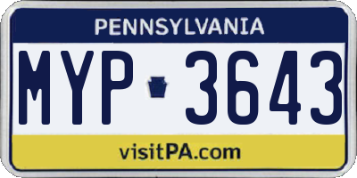 PA license plate MYP3643