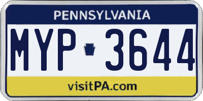 PA license plate MYP3644
