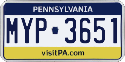 PA license plate MYP3651
