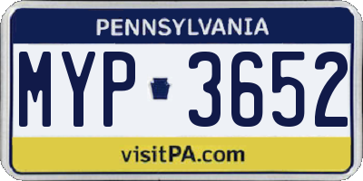 PA license plate MYP3652
