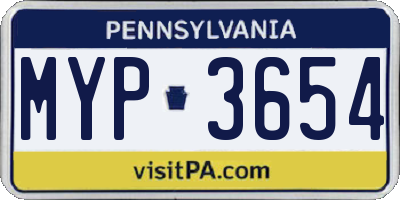 PA license plate MYP3654