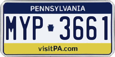 PA license plate MYP3661