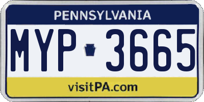 PA license plate MYP3665