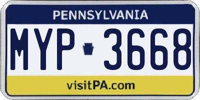 PA license plate MYP3668